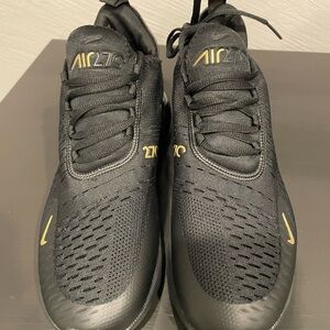 Nike Air 270 Black and Gold Athletic Shoes